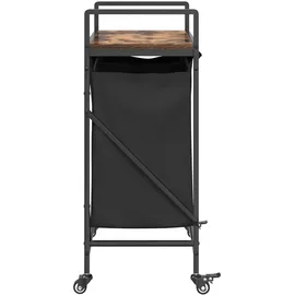 vidaXL Wäschekorb 2 Fächer mit Rollen Räuchereiche