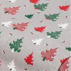 Baumwollstoff Weihnachtsbäume "Mona", grau/grün/weiß