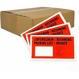 Baytronic Dokumententaschen, DIN lang, rot schwarz bedruckt Lieferschein/Rechnung (1000 Stück)