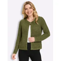 Sieh an! Strickjacke in Oliv-Schilf-meliert 44