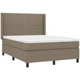 vidaXL Boxspringbett mit Matratze Taupe 140x200 cm Stoff