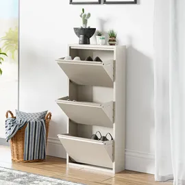 [en.casa] Sokndal 50 x 104 x 15 cm 3 Klappen Pfefferweiß
