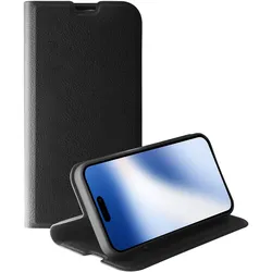 Premium Wallet Geldbörsenhülle für Apple iPhone 15 (Schwarz)