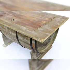 DanDiBo Ambiente DanDiBo Couchtisch Wohnzimmer Vintage halbiertes Weinfass 5084-H 80 cm Tisch aus Holz Beistelltisch Weinregal Fass Bar