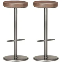 VidaXL Barhocker 2 Stk. Distressed Braun Echtleder