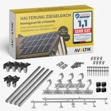 Avoltik Solar Halterung Ziegeldach I Set für 2 PV Module 30-45mm I Solarmodul Halterung Balkonkraftwerk I Solarmodulbefestigungsset für Ziegeldächer aus Edelstahl 1.4301 I PV-Halterung Montageset