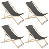 Liegestuhl Strandliege Gartenliege Sonnenliege 4 Stück Black Buchenholz