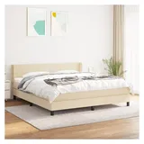vidaXL Boxspringbett mit Matratze Creme 180x200 cm Stoff