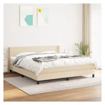 vidaXL Boxspringbett mit Matratze Creme 180x200 cm Stoff
