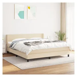 vidaXL Boxspringbett mit Matratze Creme 180x200 cm Stoff
