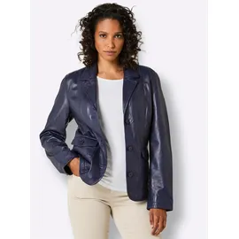 MAINPOL Lederblazer MAINPOL "Lammnappa-Lederblazer", Damen, Gr. 46, marine, 100% Lammnappaleder, Blazer