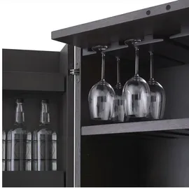 Casa Padrino Luxus Weinschrank Anthrazitgrau / Bronze 82,5 x 51 x H. 168 cm - Mahagoni Barschrank mit 2 Türen - Barmöbel - Luxus Qualität