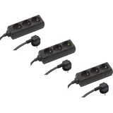 Meister Craft Meister Steckdosenleiste 3-fach - 3er Set - 3 m Kabel - schwarz - IP20 Innenbereich / Steckerleiste / Mehrfachsteckdose / Tischsteckdose / Tido 3-fach / 7430540