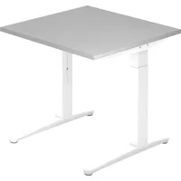 Hammerbacher Schreibtisch C-Fuß 80x80cm Grau / Weiß