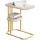 SoBuy Beistelltisch mit 2 Ablagen Sofatisch Kaffeetisch Pflegetisch mit goldenem Metallgestell Bht ca.: 50x58x30cm