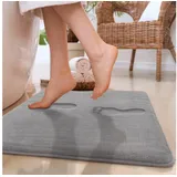 Paco Home Badematte Badteppich Badvorleger Flauschig Memory Foam 3D 50x80 cm, grau