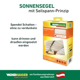 WINDHAGER Sonnensegel Seilspanntechnik, 420 x 140 cm, Weiß, Beschattung von Wintergarten und Terrasse, 10872