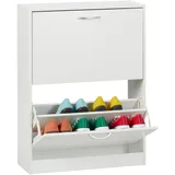 Relaxdays Schuhschrank, HxBxT: 80 x 60 x 24 cm, für 12 Paar, 2 Klappen, schmaler Schuhkipper, Flur Schuhkommode, weiß