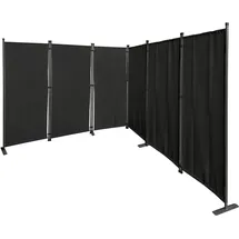 Quick Star Paravent 6 Teilig 340x165cm Stoff Raumteiler Trennwand Balkon Sichtschutz Stellwand Faltbar Schwarz Metall, 340x170 cm, Sonnen- - Garten, &