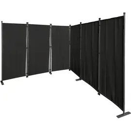 Quick Star Paravent 6 Teilig 340x165cm Stoff Raumteiler Trennwand Balkon Sichtschutz Stellwand Faltbar Schwarz Metall, 340x170 cm, Sonnen- - Garten, &