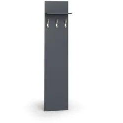 Garderobenwand PRIMO, 3 Kleiderhaken, Ablage, Graphit