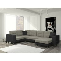 JVmoebel Ecksofa Design Ecksofa Schlafsofa Bettfunktion Couch Leder Polster Textil, Made in Europa grau