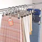 Hosenbügel, platzsparend, stapelbar, Rock-Kleiderbügel mit Clips, Kleiderbügel, Kleiderbügel, Wohnheim, Essentials, Wohnungszubehör, 16 Stück