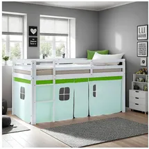 Homestyle4u Hochbett 2966 90 x 200 cm Kiefer massiv grün weiß