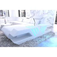 Sofa Dreams Wohnlandschaft Venedig XXL Leder, Couch, mit LED, wahlweise mit Bettfunktion als Schlafsofa, Designersofa weiß