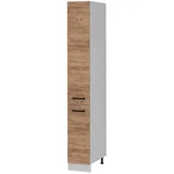 Vicco Apothekerschrank, Honigeiche, Weiß, Holzwerkstoff, 5 Fächer, 2 Schubladen, Rechteckig, 30x206.8x57.2 cm, Küchen, Küchenmöbel, Küchenschränke, Apothekerschränke