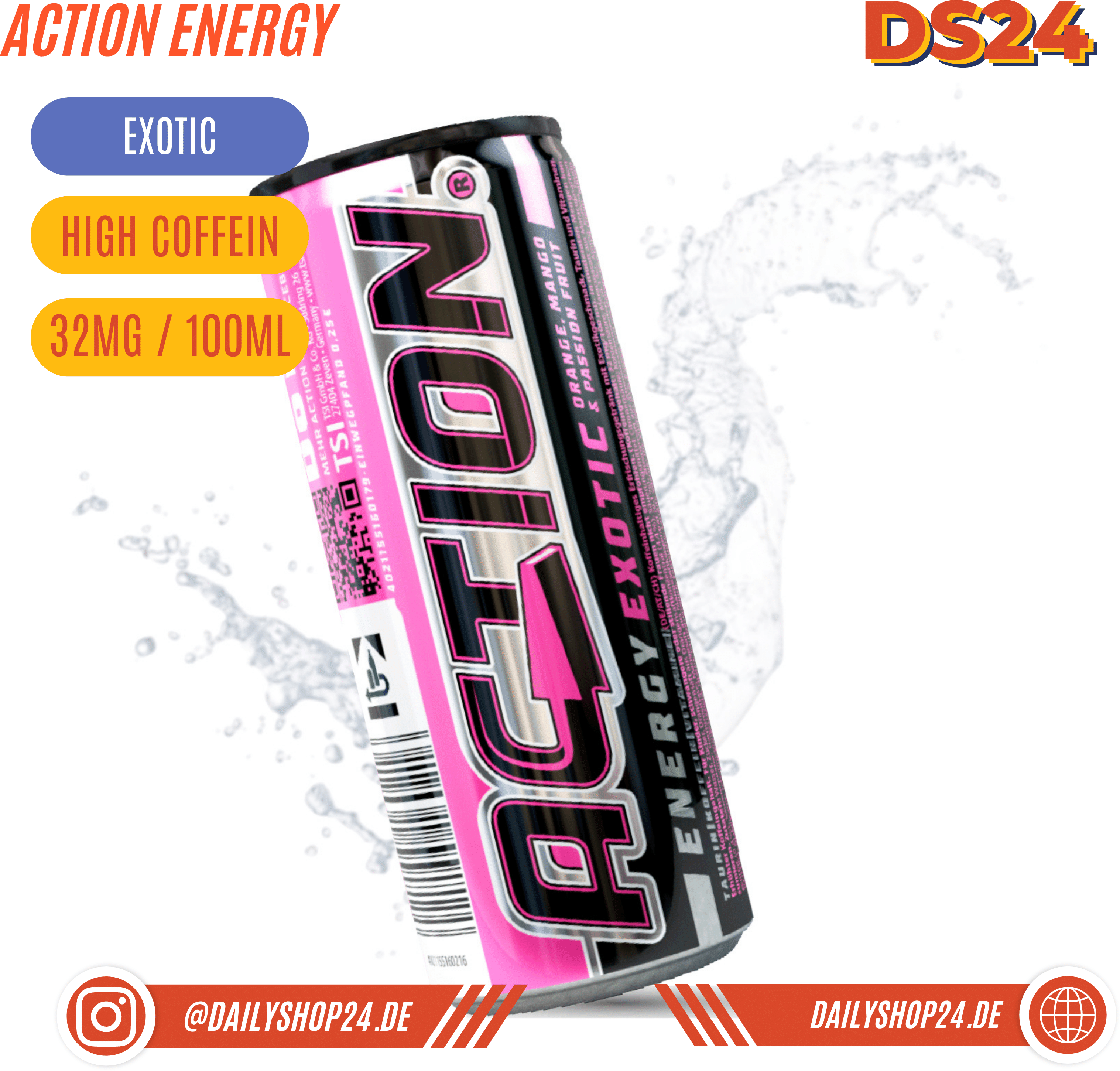 ACTION Energy Drink 250 ml - 1 Dose / Exotic