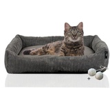 Rohrschneider Katzenbett mit Spielkugelset grau