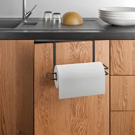Metaltex Küchenrollenhalter ohne Bohren Edelstahl Küchenrollen Halter schwarz 35x18x10 cm
