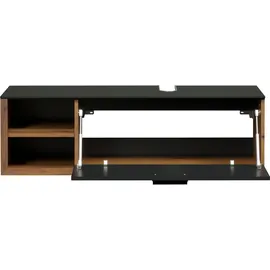 WELLTIME Waschbeckenunterschrank "Premont", schwarz (anthrazit melamin, coast evoke eiche nachbildung), B:120cm H:36cm T:45cm, FSC-zertifizierter Holzwerkstoff, Schränke, Waschbeckenunterschrank, Hängender Waschtisch mit Siphonausschnitt - (B/T/H) 120/45/36 cm