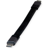 Roline USB4 Gen3x2 Kabel, Emark, Flach, C-C, ST/ST, 40Gbit/s, 100W, schwarz, 15 cm