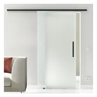 Dormame Schiebetür Glasschiebetür Satiniert Komplettset schwarz 102.5 cm x 217.5 cm