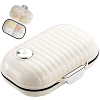 Tablettendose 7 Tage, Pill Organizer mit Zeit- und Zählaufzeichnung, 7-Fächer Tablettenbox Reise, Cremefarbenes Tablettenbox Klein, für Vitamine, Tabletten und Fischöl