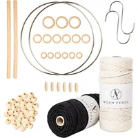 NOAH VERDE DIY Makramee-Set Anfänger Anleitung für 3 Makramee Projekte (E-Book), Makramee Garn 3mm x 100m BEIGE & SCHWARZ, Makramee Zubehör, Boho Deko Bastelset Erwachsene