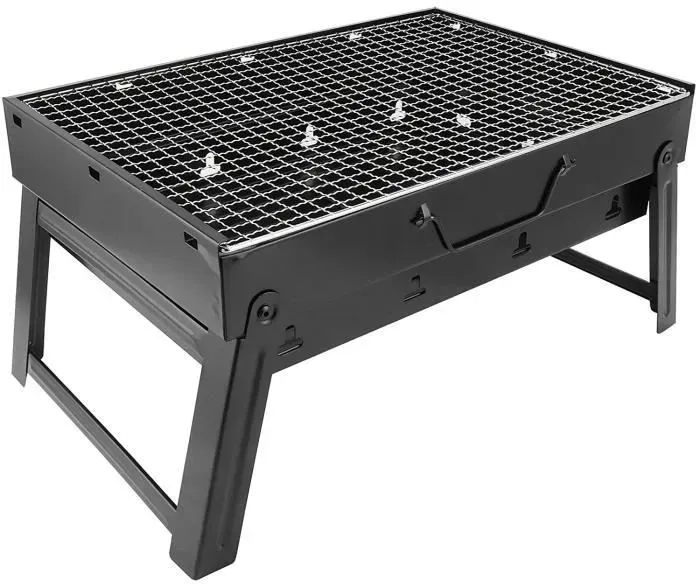 Barbecue au charbon de bois,barbecue pliable portable en acier inoxydable Kabab Grill Camping Grill Grill de table Grill de taille m