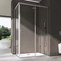 doporro Ravenna16L Eckdusche mit Schiebetür 80 x 120 cm silber Klarglas inkl. Duschwanne