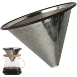 Mimoqk Kaffeefilter Metall, Kaffeefilter aus Edelstahl | Wiederverwendbare Kaffeefilter, Edelstahl Wabensieb, Feinmaschig | Ein-Tassen-Kaffeemaschine, Werkzeug