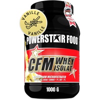 Powerstar 100% CFM WHEY ISOLAT 1000 g | 96,5% Protein i.Tr. | Iso Whey Protein-Pulver zum Muskelaufbau | Deutsche Herstellung | Hochdosiertes Eiweiß-Pulver aus Weidemilch | 100% löslich | Vanilla