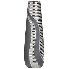 Gilde Kegelvase Sevilla - Moderne Deko Vasen - Blumenvase - Keramik - anthrazit-Silber - Höhe 49 cm