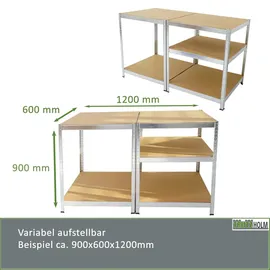 Trutzholm Schwerlastregal Metall 180x60x60cm silber 5 Böden