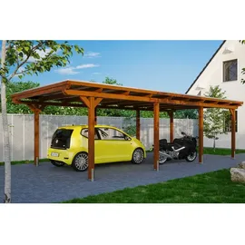 SKANHOLZ Carport Emsland 4,04 x 8,46 m nussbaum inkl. EPDM Folie, Pfostenanker