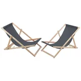 woodok Gartenliege 2-er Set klappbar 120 x 60 x 80 cm Grau