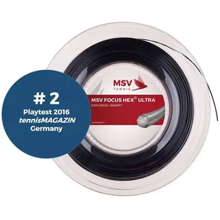 MSV Unisex – Erwachsene Focus-HEX Ultra Saitenrolle 200m-Schwarz Tennis-Saite, schwarz, One Size