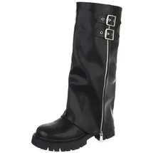 Ital-Design Plateaustiefel Damen Schwarz 37