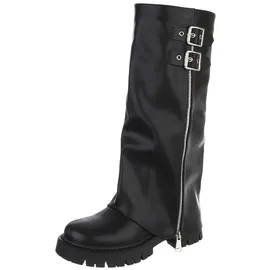 Ital-Design Plateaustiefel Damen Schwarz 37
