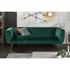 Riess Ambiente Design 3er Sofa NOBLESSE 225cm smaragdgrün Samt 3-Sitzer Federkern mit Ziersteppung